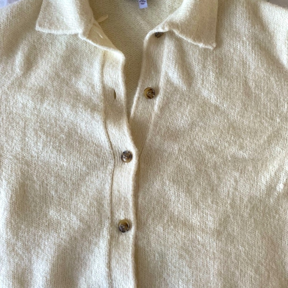 & Other Stories Cream button down wool knit cardigan with balloon sleeves - Picture 10 of 10